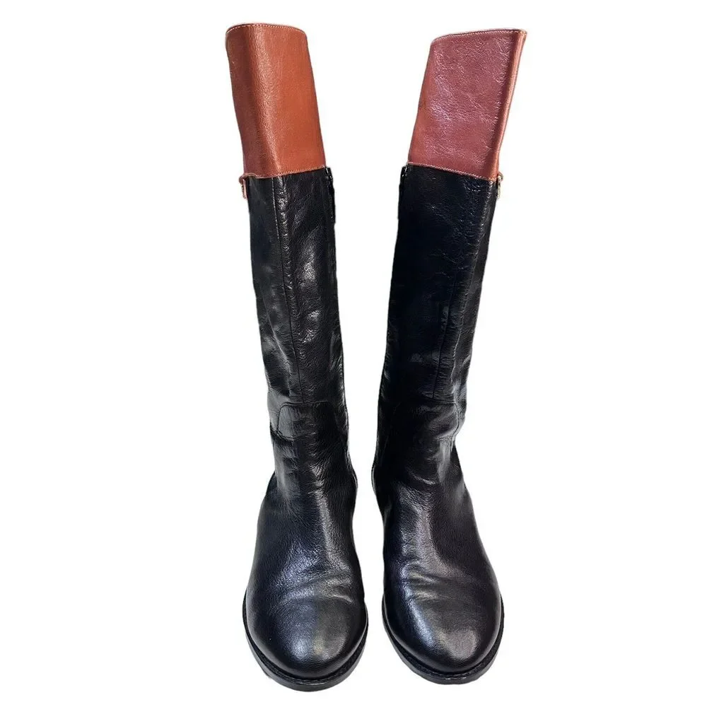 COLE HAAN Womens Knee High Fashion‎ Boots Black Brown Leather Riding Size 6.5M